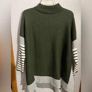Chicwish Olive and White Striped Turtleneck Sweater